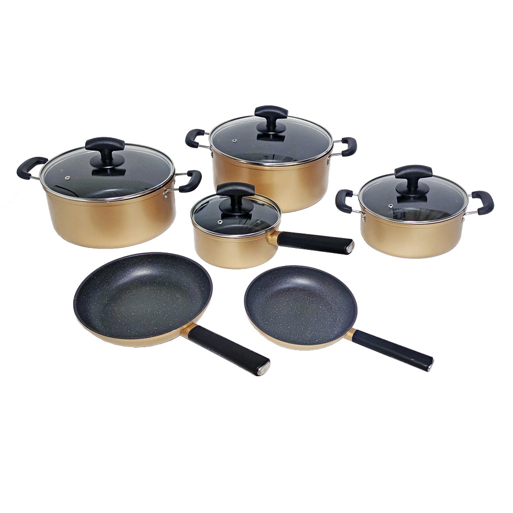 Set Complet de Vase de Gătit din Metal de Înaltă Calitate cu Strat de Marmură Antiaderent Set Complet de Vase de Gătit din Metal de Înaltă Calitate cu Strat de Marmură Antiaderent